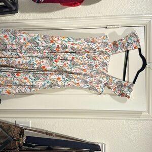 Lands’ End Women's Plus Size Cotton Dobby Smocked Dress with Ruffle Straps